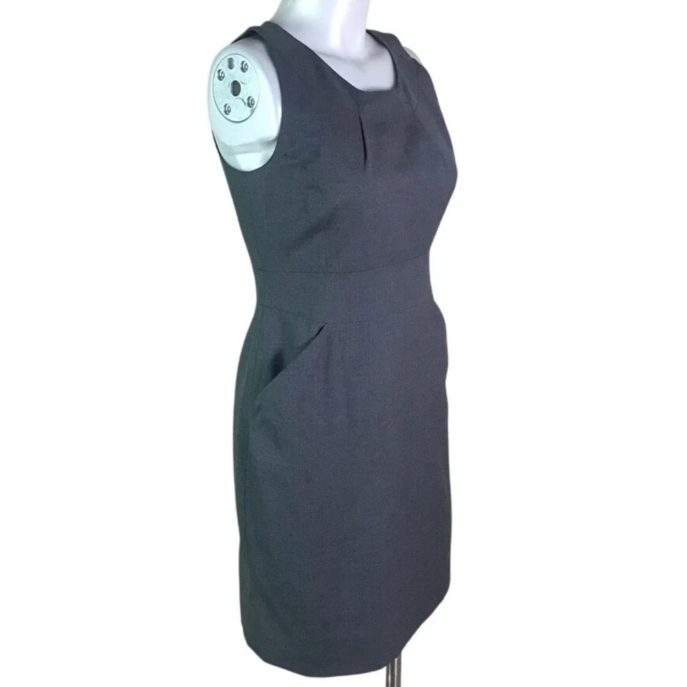 J‎ CREW DARK GREY WOOL SLEEVELESS SHEATH DRESS